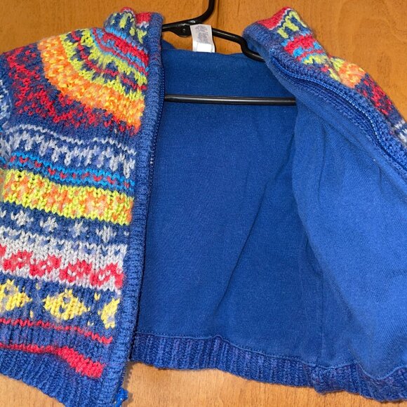 Gap Colorful  Infant Zip Up Cardigan Hooded Sweater Nordic Design 6-12 months - Picture 5 of 9